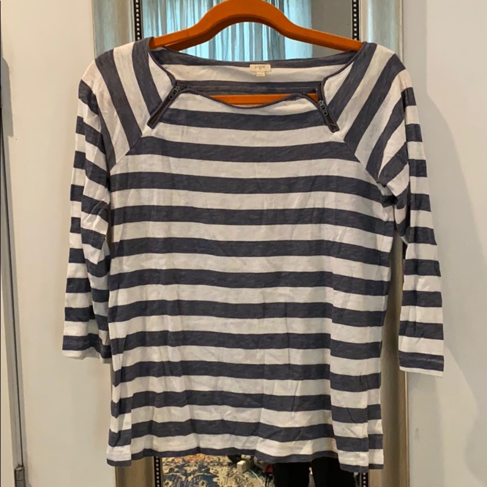 JCrew cotton blue and white stripe top